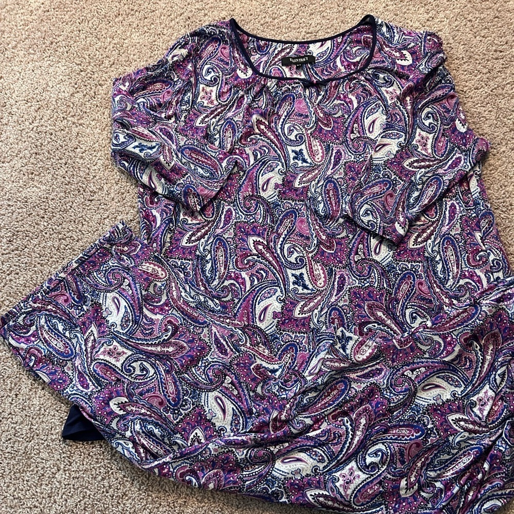 Ellen Tracy Purple  Paisley Long Sleeve PJ Set

Size XL